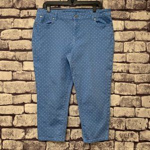 Talbots Blue & White Polka Dot Pants Size 14P